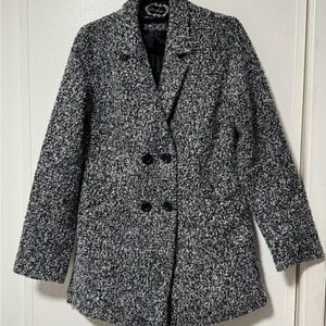Ambiance Monochrome Textured Pea Coat